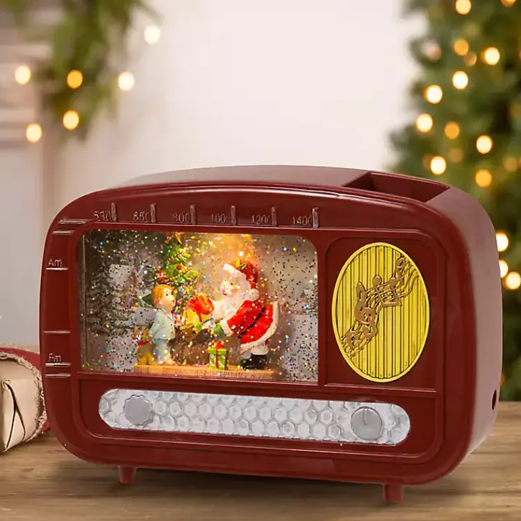 Christmas Decorations>Kirklands Home LED Holiday Radio Water Globe Red