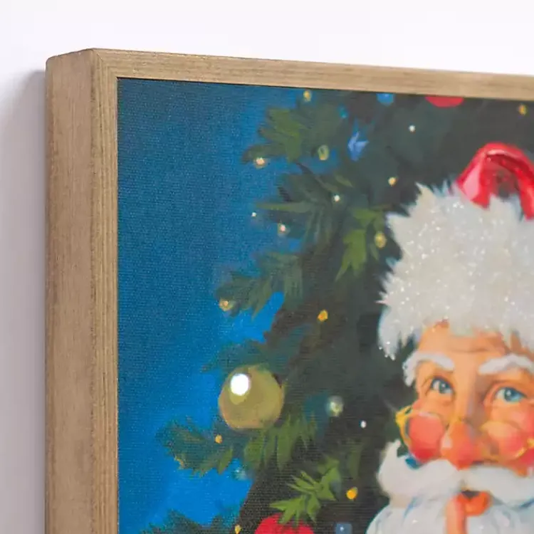 Christmas Art & Wall Decor>Kirklands Home LED Holly Santa with Toy Bag Framed Art Print Multi