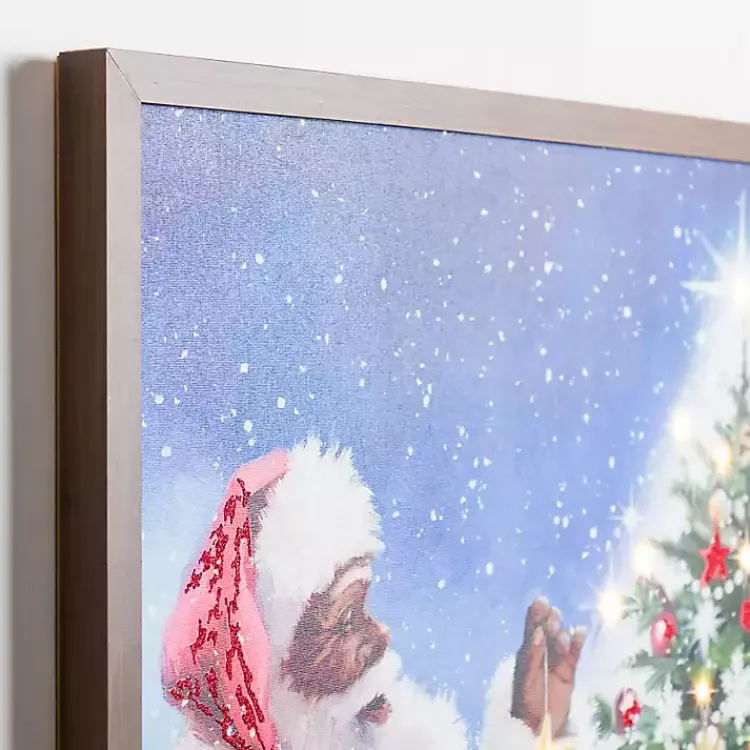 Christmas Art & Wall Decor>Kirklands Home LED Merry Santa & Christmas Tree Canvas Art Print