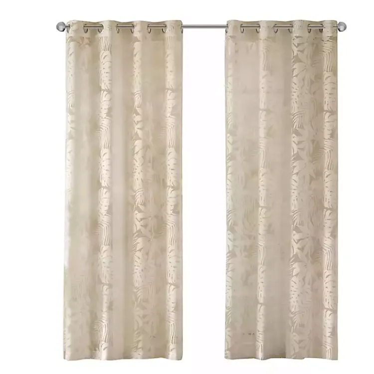 Kirklands Home Leilani Palm Leaf Curtain Panel, 63 in. Tan Outlet