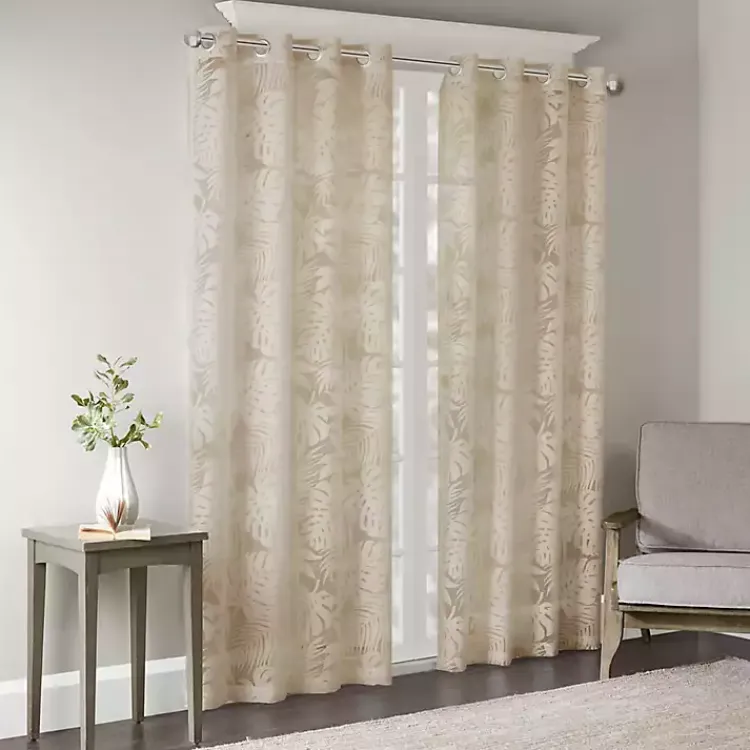 Kirklands Home Leilani Palm Leaf Curtain Panel, 84 in. Tan Discount