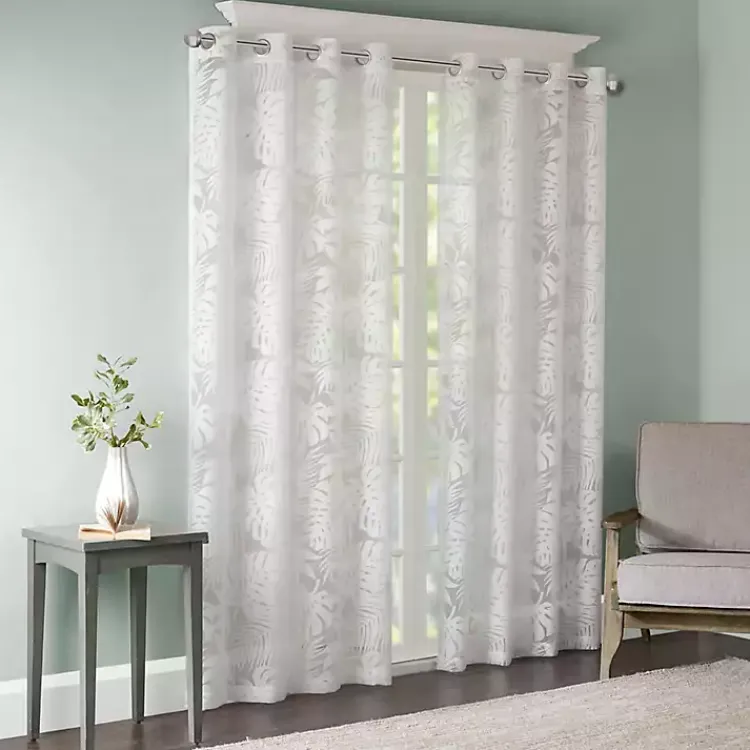 Kirklands Home Leilani Palm Leaf Curtain Panel, 63 in. White Sale