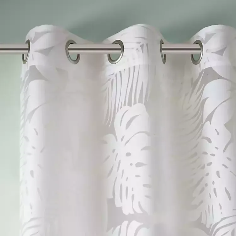 Kirklands Home Leilani Palm Leaf Curtain Panel, 63 in. White Sale