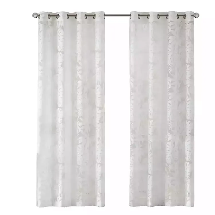 Kirklands Home Leilani Palm Leaf Curtain Panel, 84 in. White Best