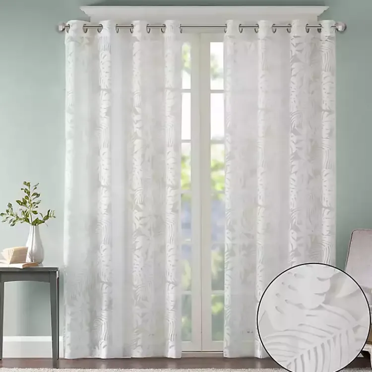 Kirklands Home Leilani Palm Leaf Curtain Panel, 84 in. White Best