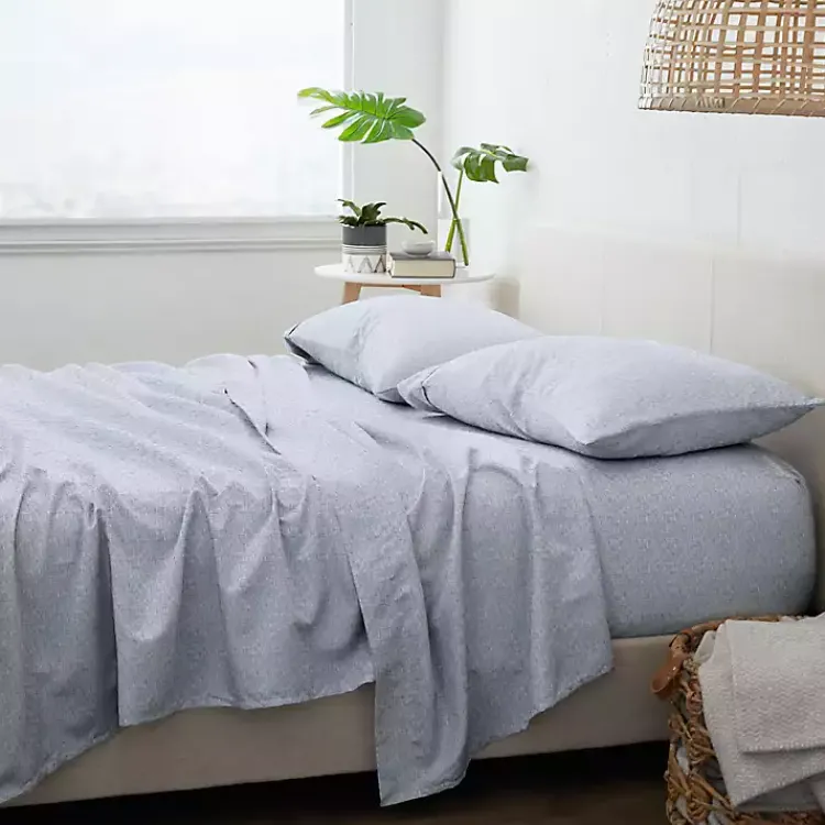 Kirklands Home Light Chambray 4-pc. King Bed Sheet Set Blue Clearance