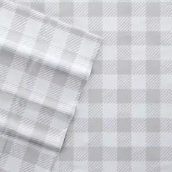Kirklands Home Light Country Plaid 4-Pc. Full Bed Sheet Set Gray Outlet
