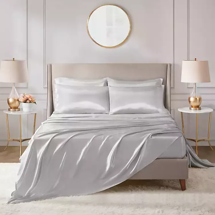 Kirklands Home Light Satin 6-pc. King Sheet Set Gray Discount