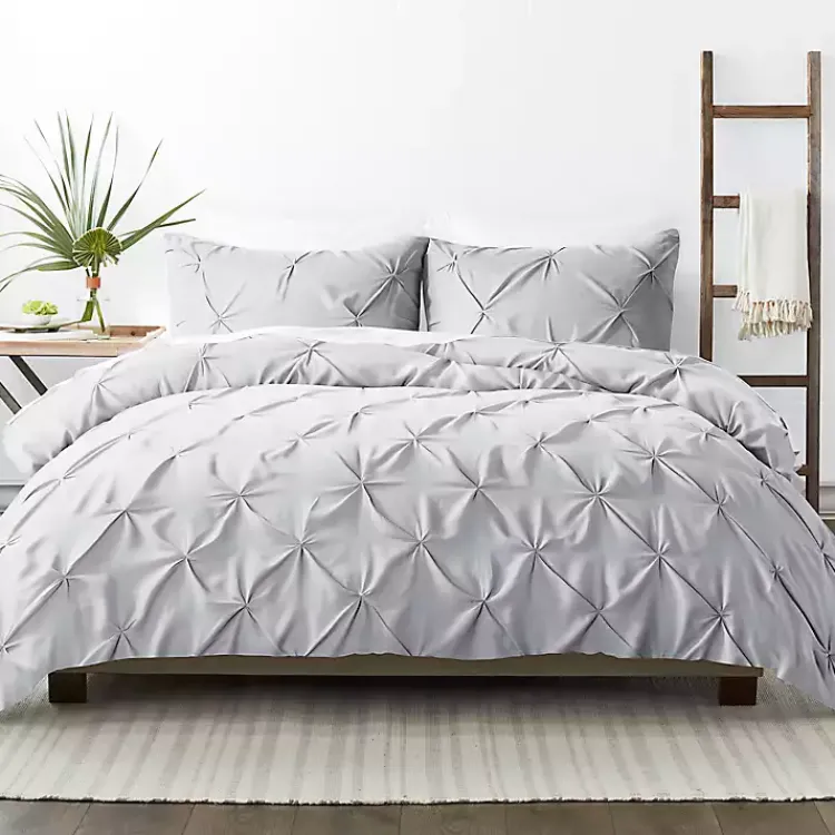 Kirklands Home Light Soft Pinch 3-pc. Queen Duvet Cover Set Gray Sale