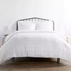 Kirklands Home Light Gray Stripes 3-pc. Queen Duvet Cover Set Hot