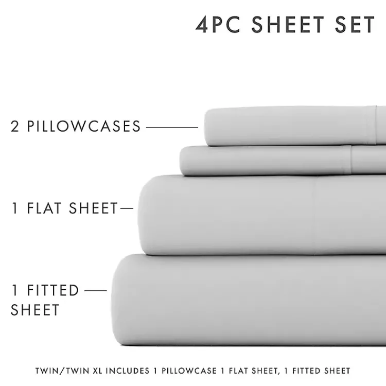 Kirklands Home Light Ultra Soft 3-pc. Twin XL Sheet Set Gray New