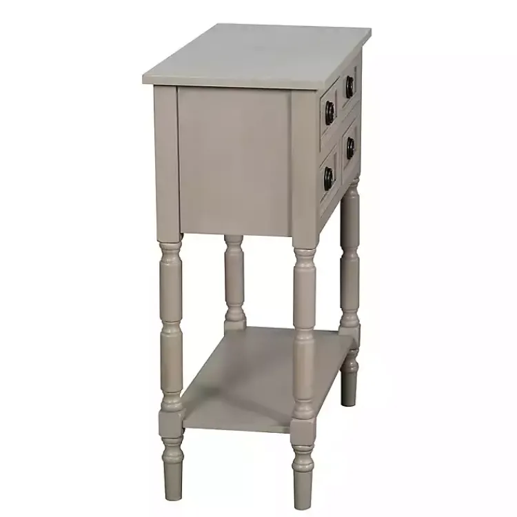 Kirklands Home Light Wood 4-Drawer Barrett Console Table Gray Clearance