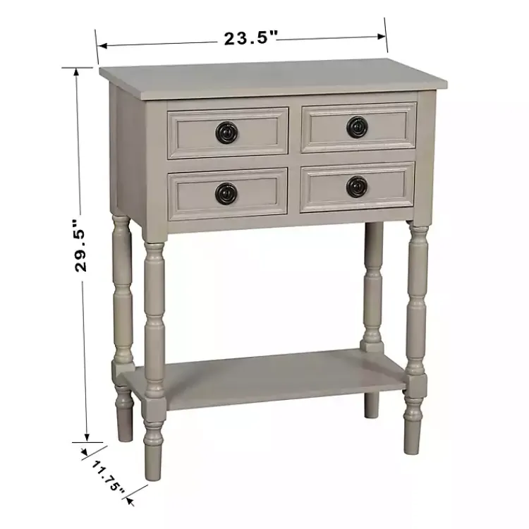 Kirklands Home Light Wood 4-Drawer Barrett Console Table Gray Clearance