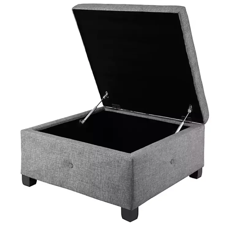 Kirklands Home Lila Tufted Charcoal Storage Ottoman Gray New