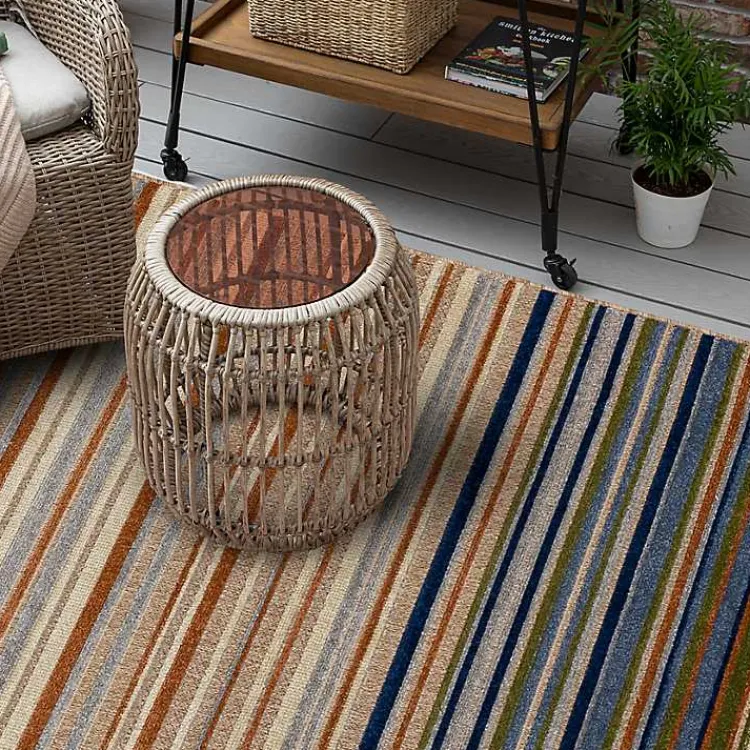 Kirklands Home Linear Seaside Outdoor Area Rug, 6x9 Multi Discount