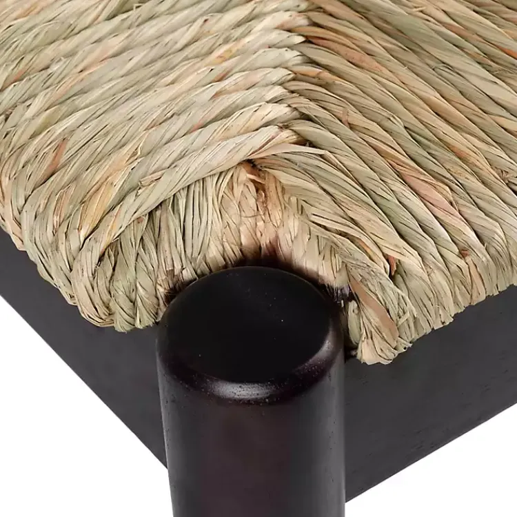 Kirklands Home Lola Seagrass and Wood Bench Black