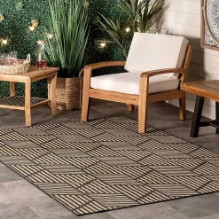 Kirklands Home Lori Dark Gray Modern Geometric Outdoor Rug, 5x8 Outlet