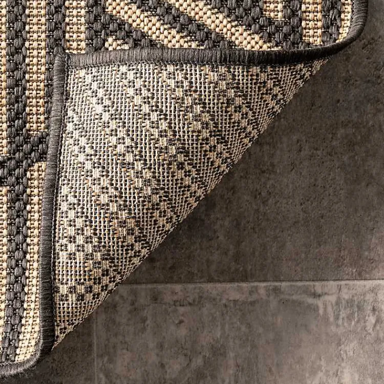 Kirklands Home Lori Dark Gray Modern Geometric Outdoor Rug, 5x8 Outlet