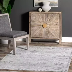 Kirklands Home Lottie Vintage Washable Area Rug, 5x8 Gray Discount