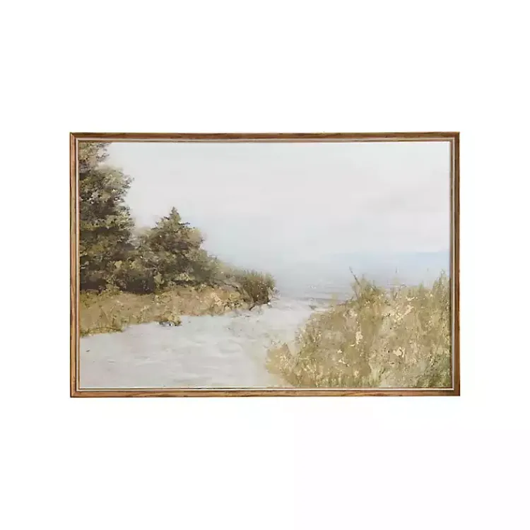 Kirklands Home Martha Stewart Lake Walk Framed Canvas Art Print Tan Best