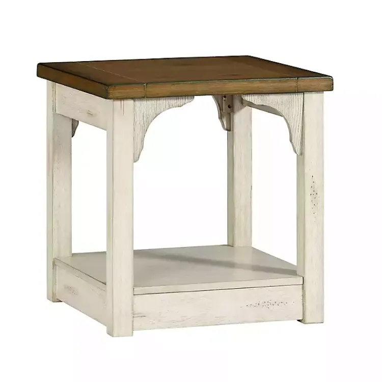 Kirklands Home Mary and Natural Wooden Square Accent Table White Sale