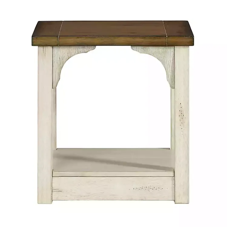 Kirklands Home Mary and Natural Wooden Square Accent Table White Sale