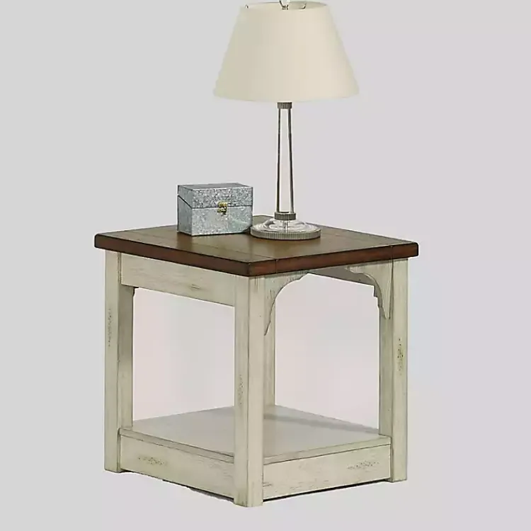 Kirklands Home Mary and Natural Wooden Square Accent Table White Sale