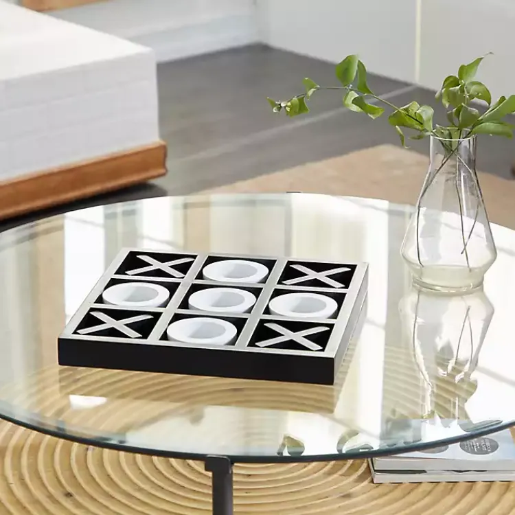 Decorative Accents>Kirklands Home Matte Black and White Wooden Tic Tac Toe Board