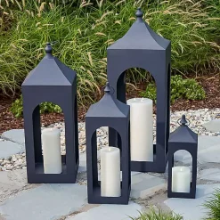 Lanterns>Kirklands Home Matte Hampshire Metal Lantern, 30 in. Black