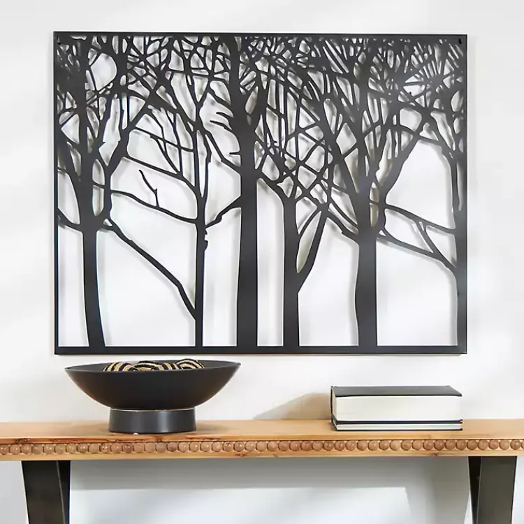 Kirklands Home Matte Metal Tree Frame Wall Plaque Black New