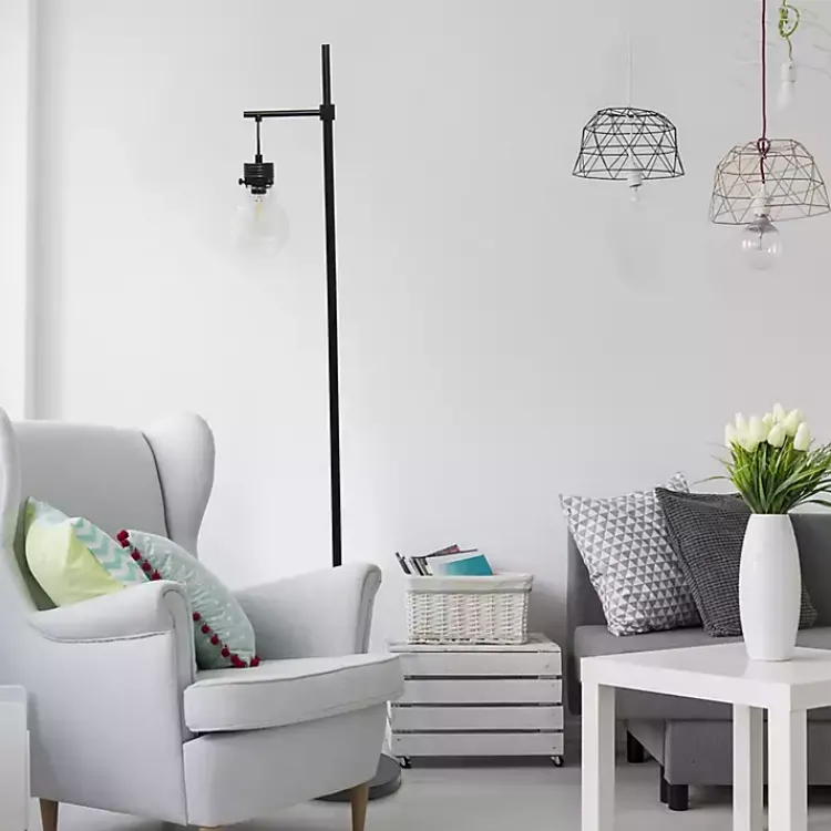 Kirklands Home Matte Black Stephen Floor Lamp Clear Hot