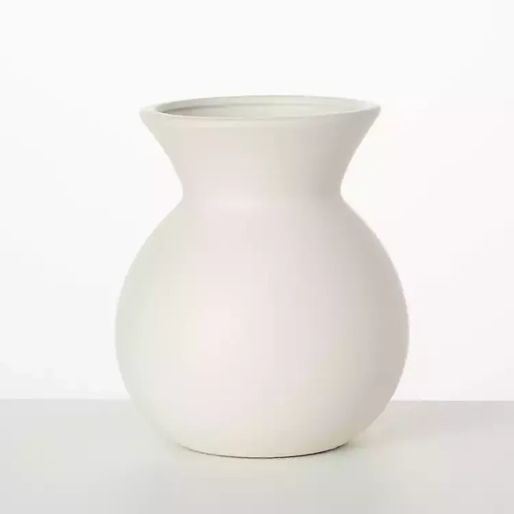 Vases>Kirklands Home Matte Hourglass Ceramic Vase Ivory