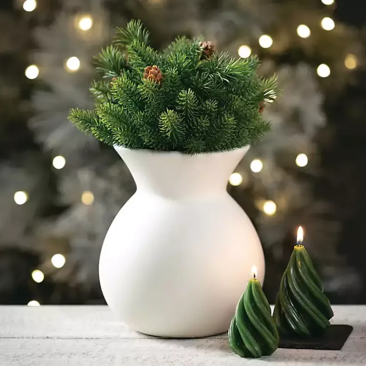Vases>Kirklands Home Matte Hourglass Ceramic Vase Ivory
