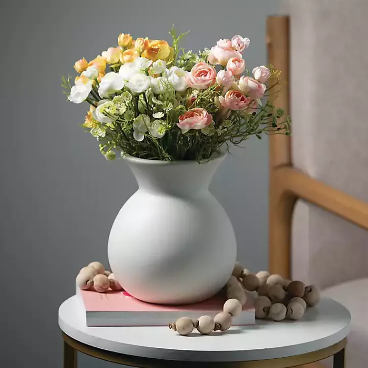 Vases>Kirklands Home Matte Hourglass Ceramic Vase Ivory