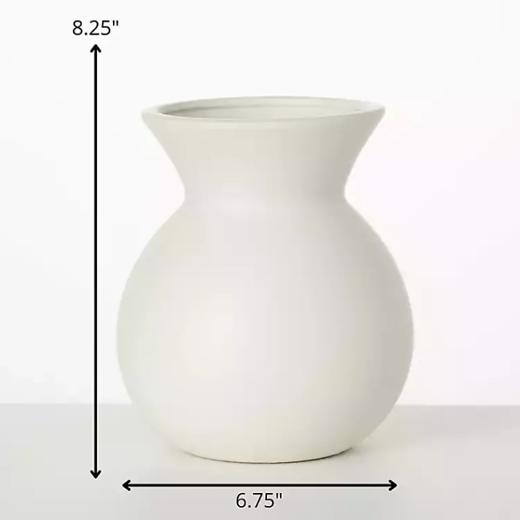 Vases>Kirklands Home Matte Hourglass Ceramic Vase Ivory