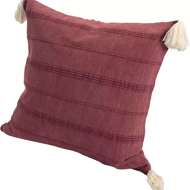 Pillows>Kirklands Home Merlot Striped Organic Cotton Throw Pillow Red
