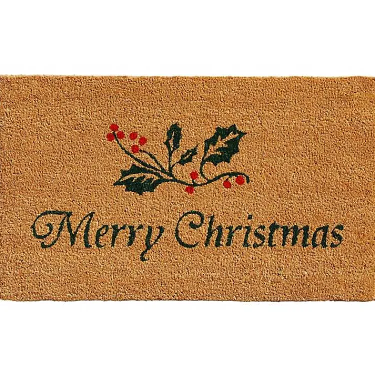 Outdoor Christmas Decorations>Kirklands Home Merry Christmas Holly Sprig Doormat