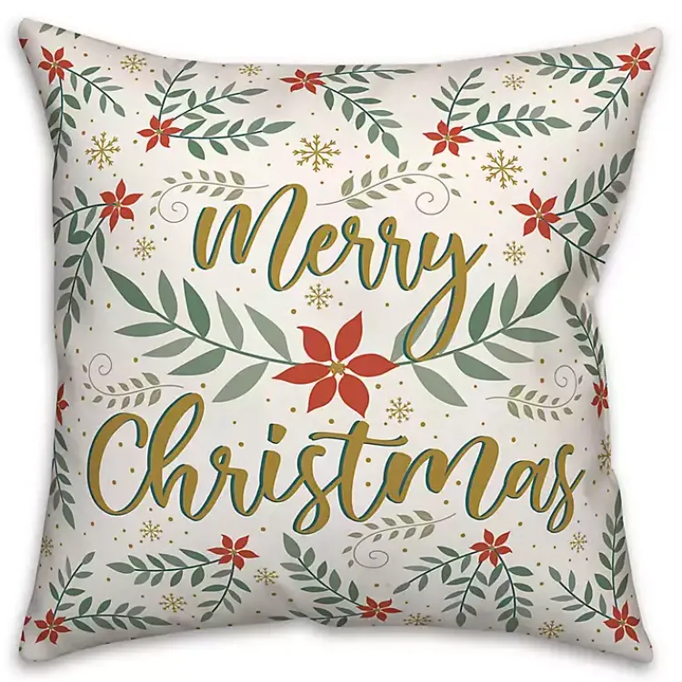 Christmas Pillows>Kirklands Home Merry Christmas Poinsettia Pillow