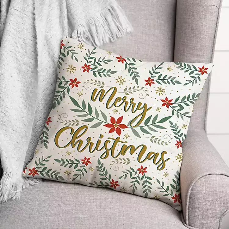 Christmas Pillows>Kirklands Home Merry Christmas Poinsettia Pillow