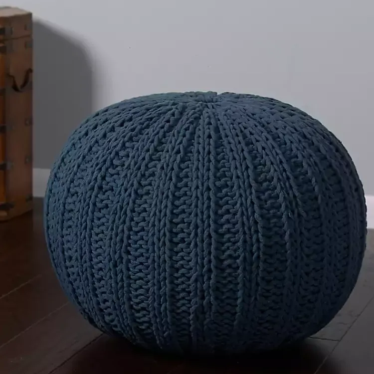Poufs & Floor Cushions>Kirklands Home Midnight Cable Knit Pouf Blue