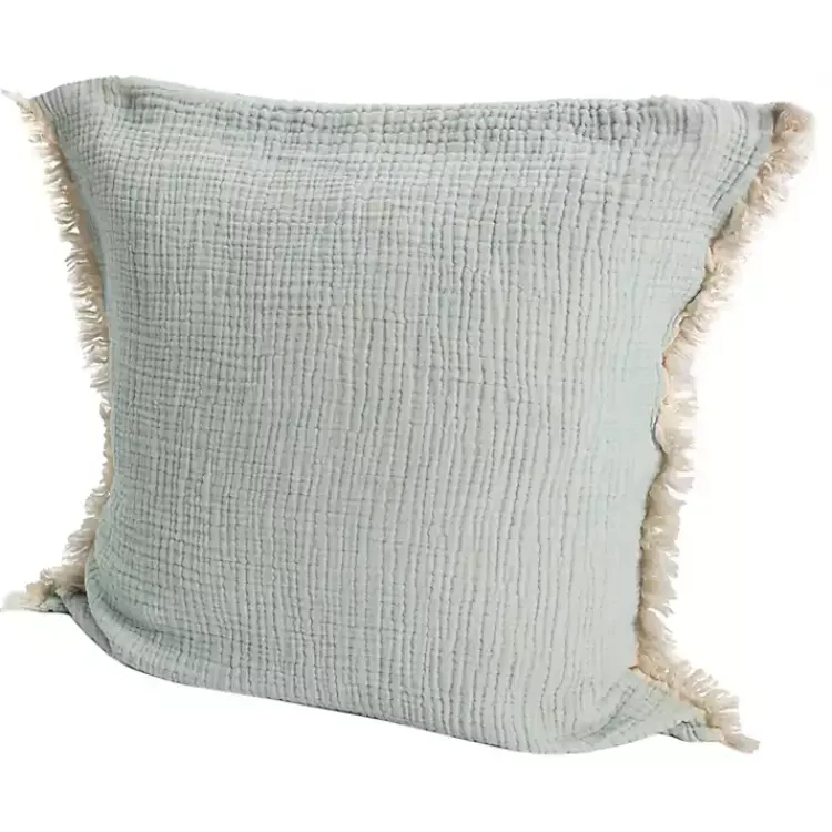 Pillows>Kirklands Home Mint Gauze Organic Fringe Throw Pillow Green