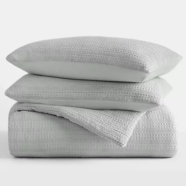 Kirklands Home Mist Waffle Ultra-Soft 3-pc. Twin Comforter Set Green New