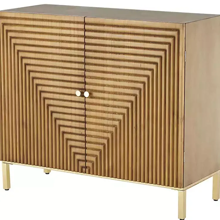 Kirklands Home Modern Wood Geometric Cabinet Brown Sale