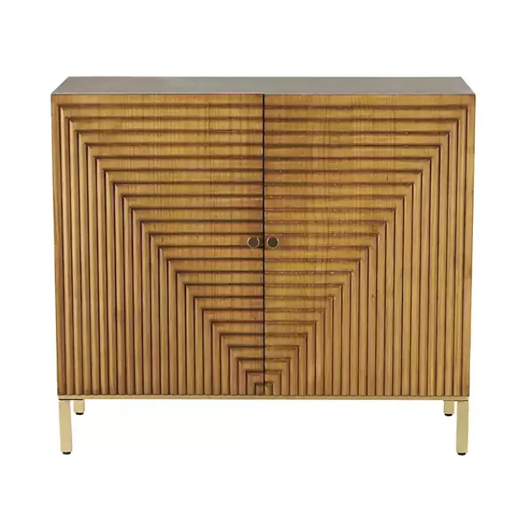 Kirklands Home Modern Wood Geometric Cabinet Brown Sale