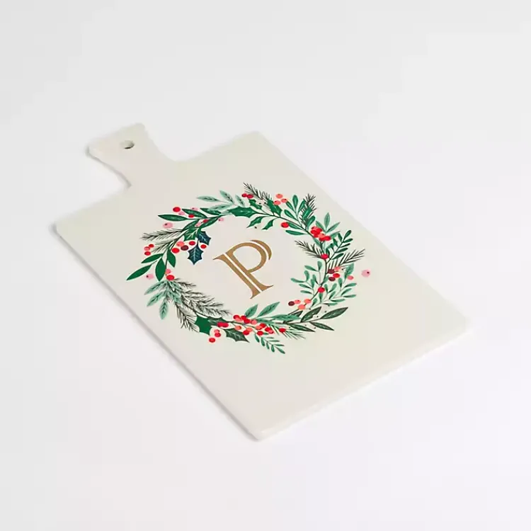 Monogram Seasonal Decor>Kirklands Home Monogram P Christmas Wreath Serving Board