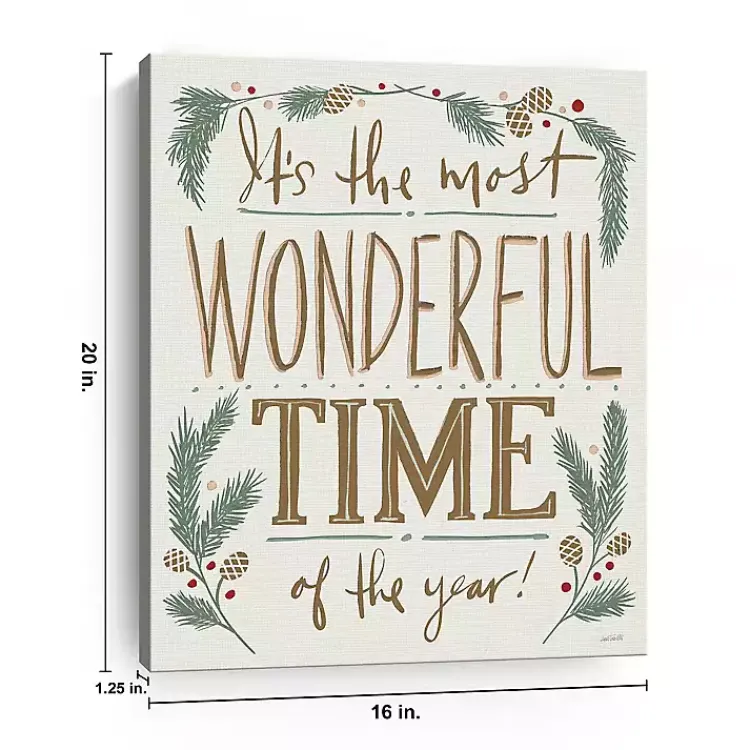 Christmas Art & Wall Decor>Kirklands Home Most Wonderful Time of the Year Pine Canvas Print