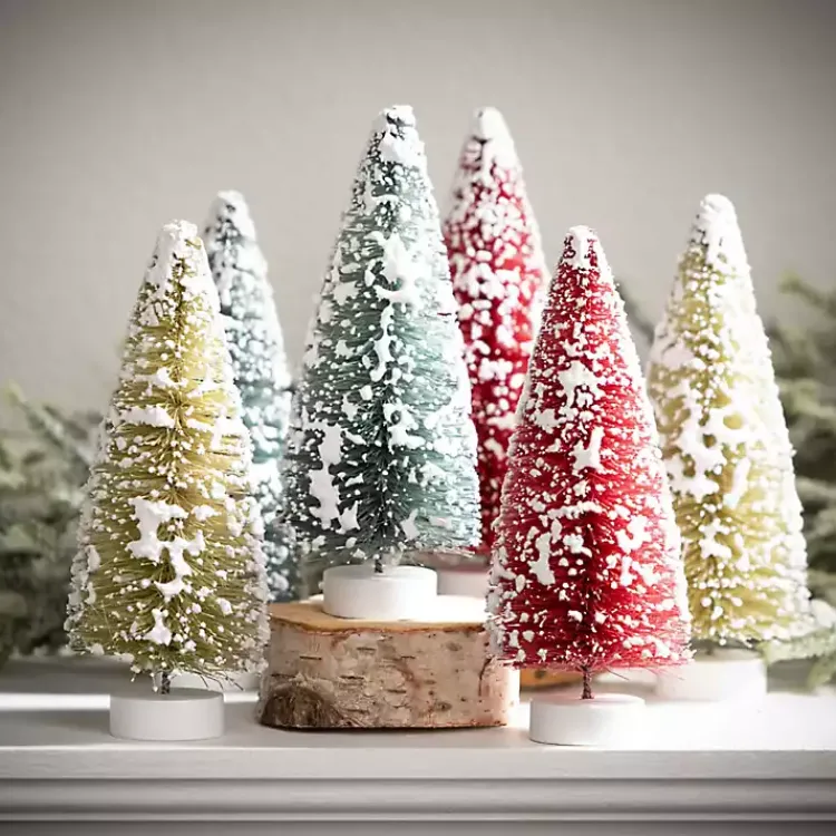 Christmas Decorations>Kirklands Home Multicolor Bottlebrush Christmas Trees, Set of 12