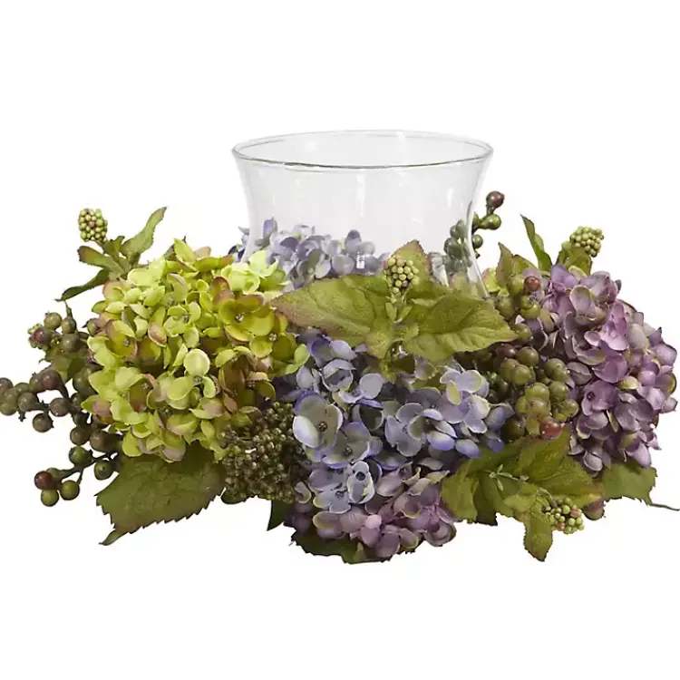 Arrangements & Greenery>Kirklands Home Multicolor Hydrangea and Berry Candle Centerpiece