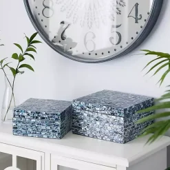 Baskets & Boxes>Kirklands Home Multicolor Mother of Pearl Coastal Boxes, Set of 2