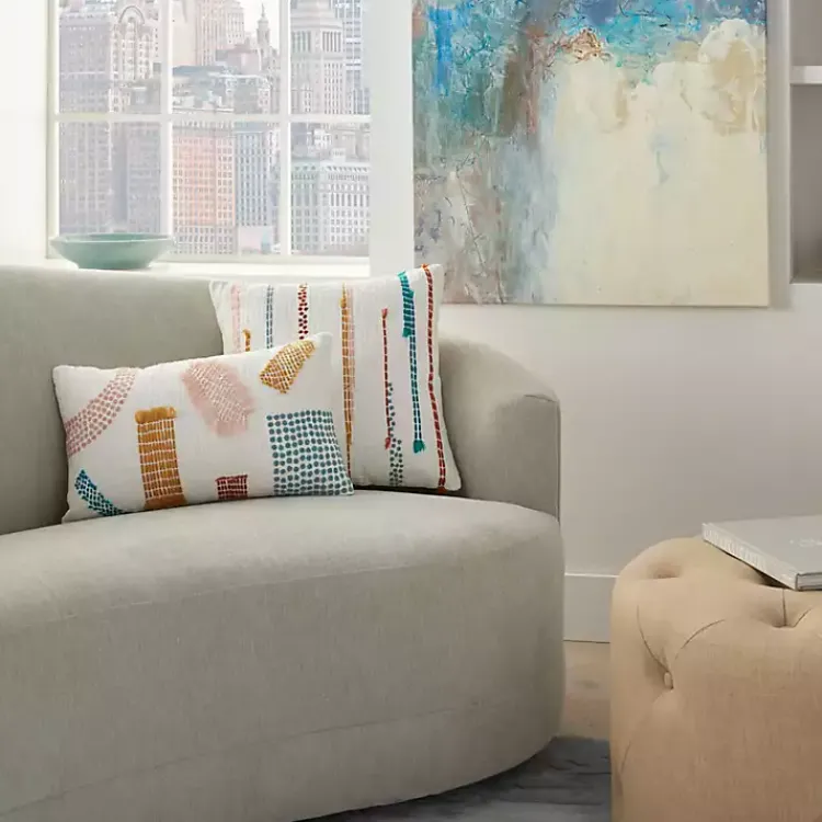 Pillows>Kirklands Home Multicolor Woven Dotted Lines Pillow